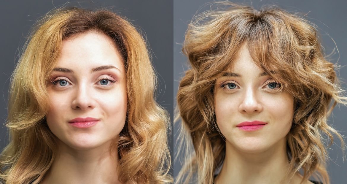 Jovem com o formato do rosto quadrado.